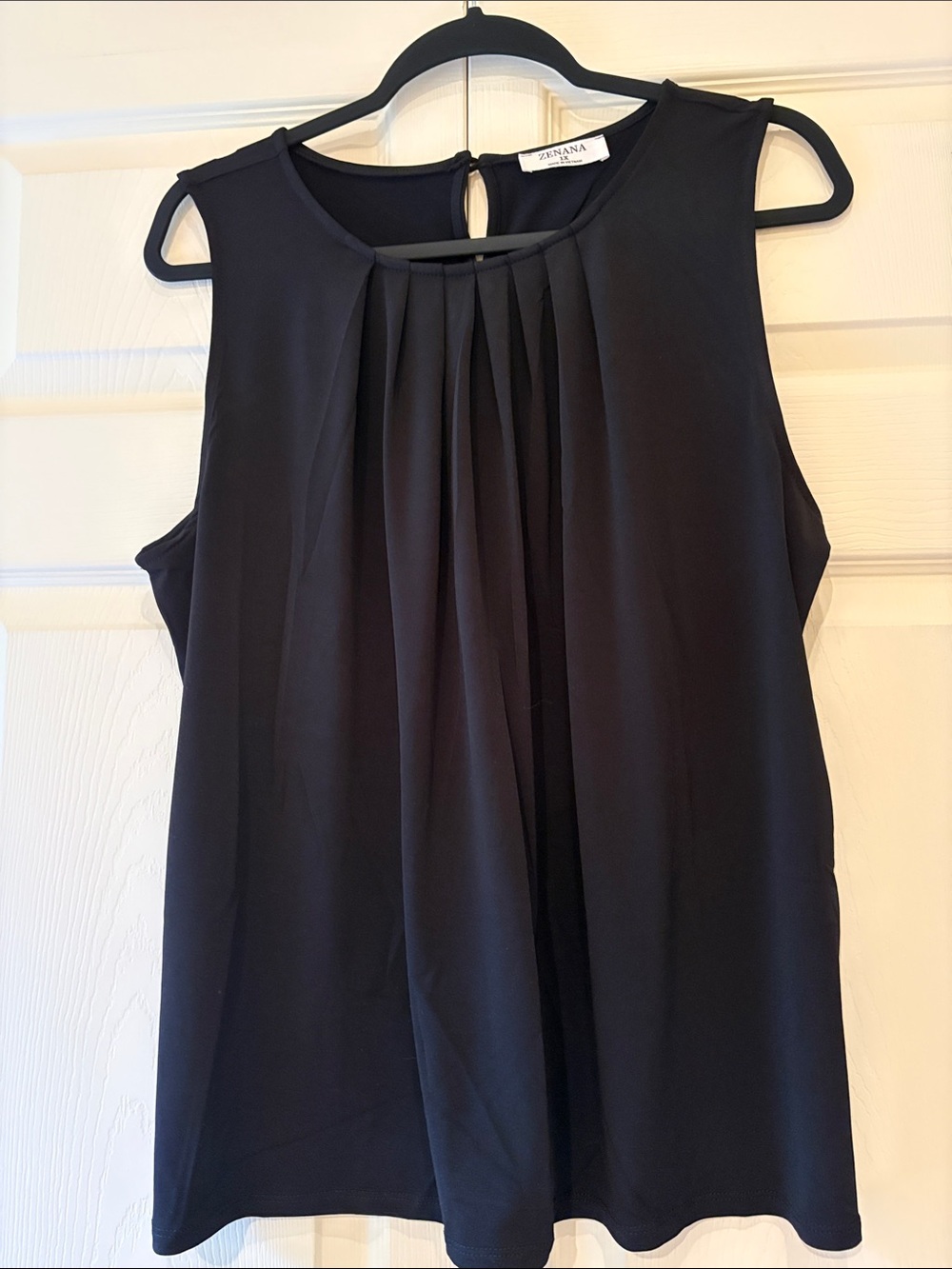 Zenana Outfitters Black Pleated Front Sleeveless Top